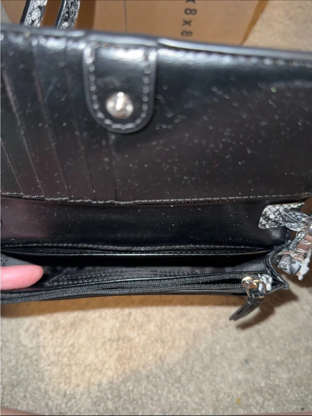 MICHAEL Michael Kors Black and White Snake-Print Crossbody Wallet